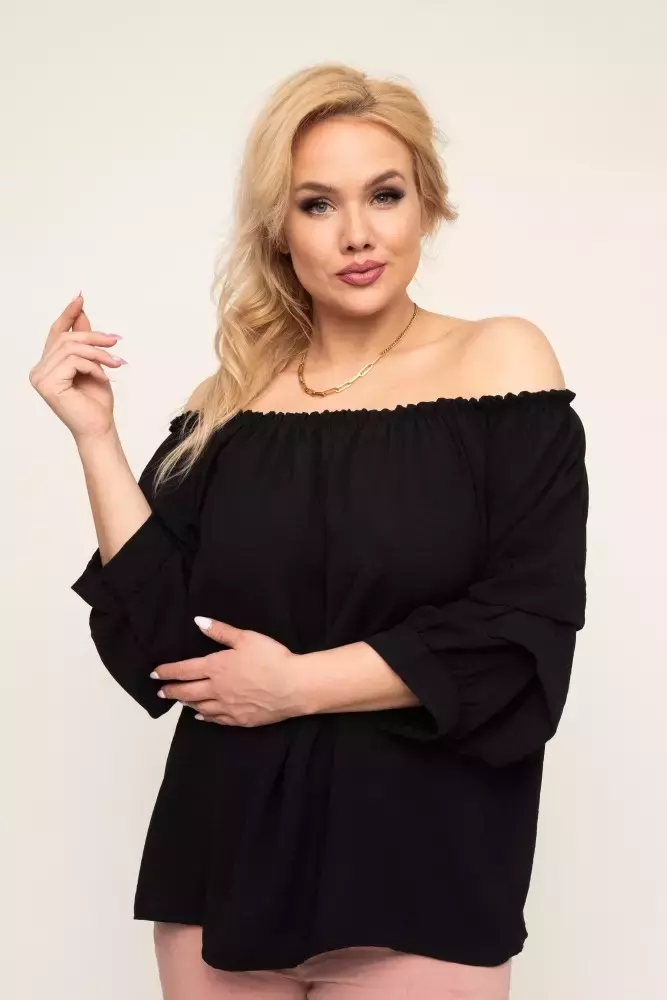 Black Blouse with crinkle sleeves NANSI