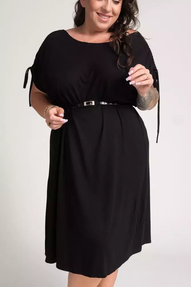 Black Dress with ruffled sleeves PIRESA