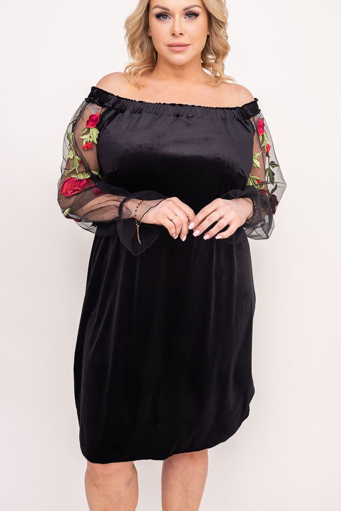 Black Velour MADAME Plus Size Dress