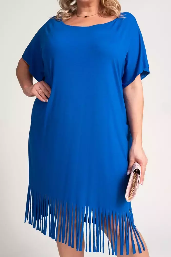 Cornflower Fringed Dress by RIVINO