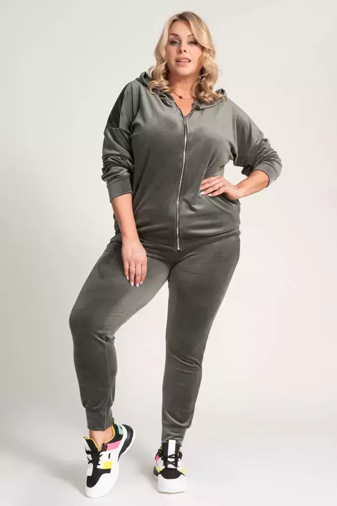 Khaki Velour Tracksuit Set KARMENIO