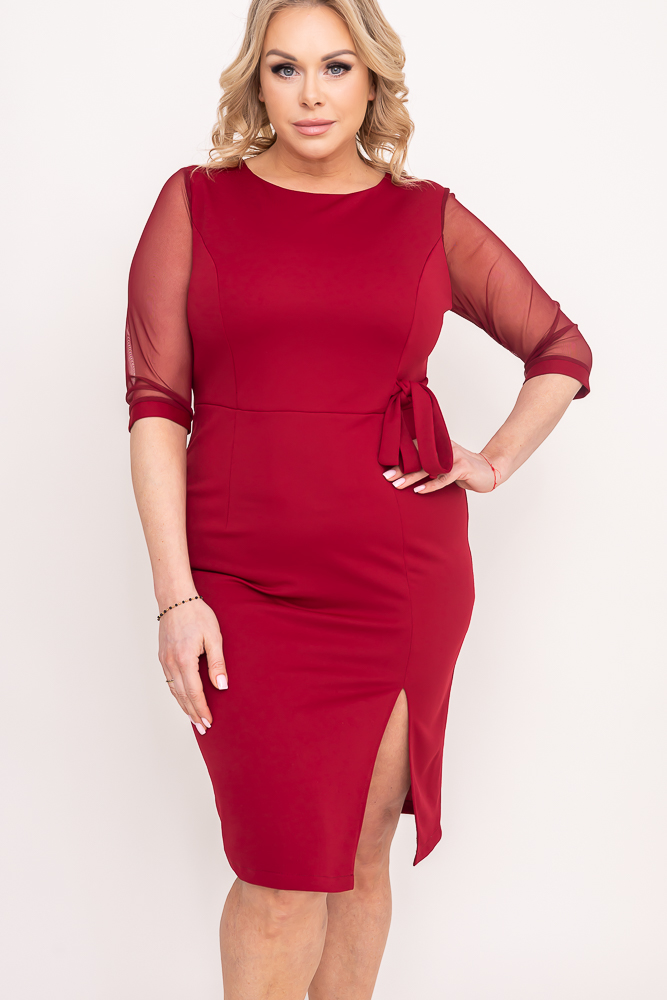 Maroon CRAVATTA Plus Size Dress