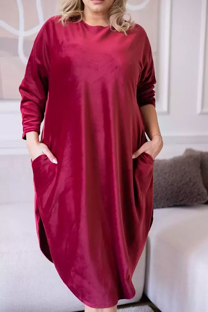 Maroon Velour Dress TAGIO