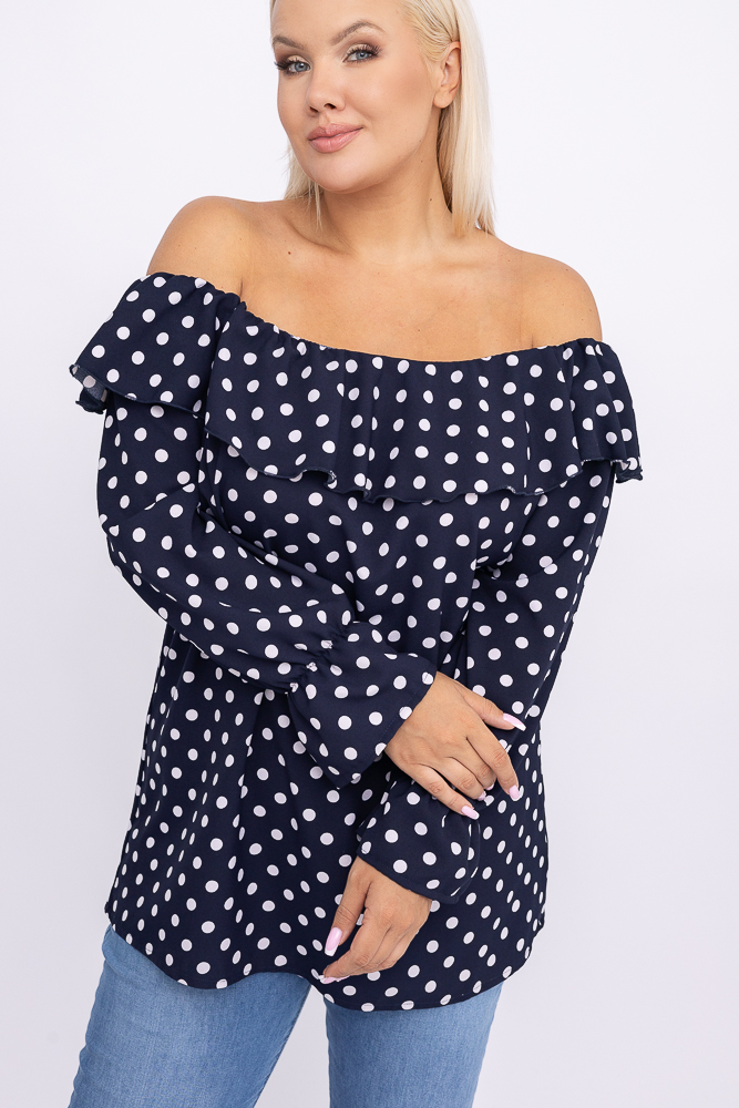 Navy Blue LOREZIA Plus Size Blouse