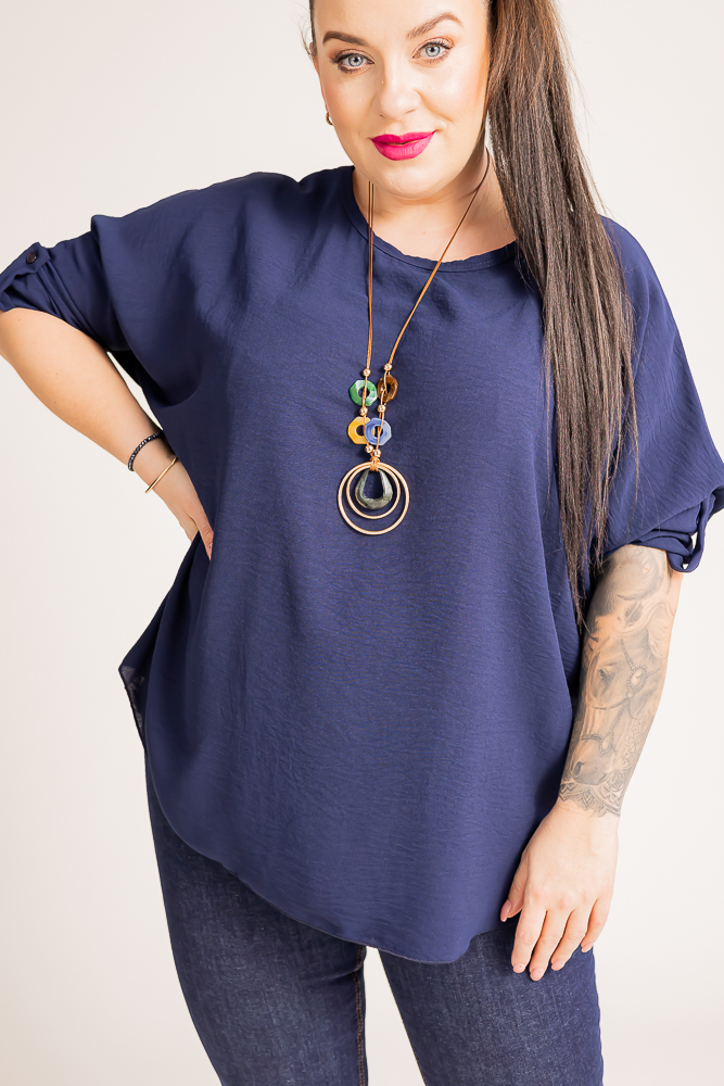 Navy blue Blouse with pendant GERTO