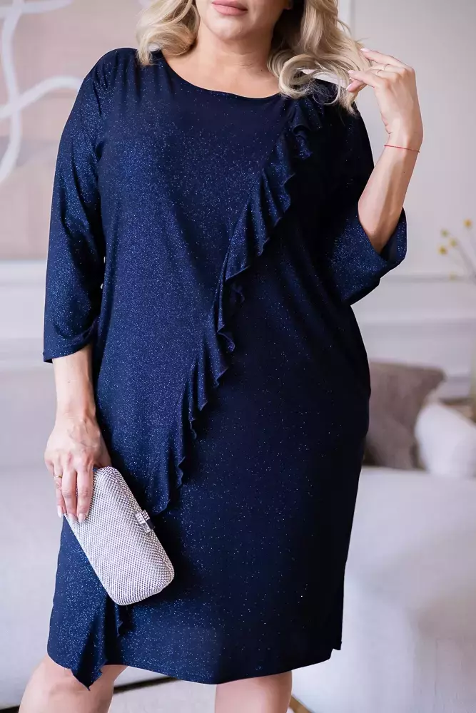 Navy blue Dress with frill REGIO