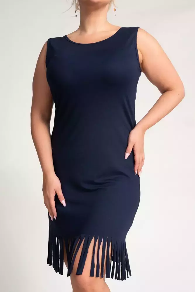 Navy blue Dress with fringe RIVIO