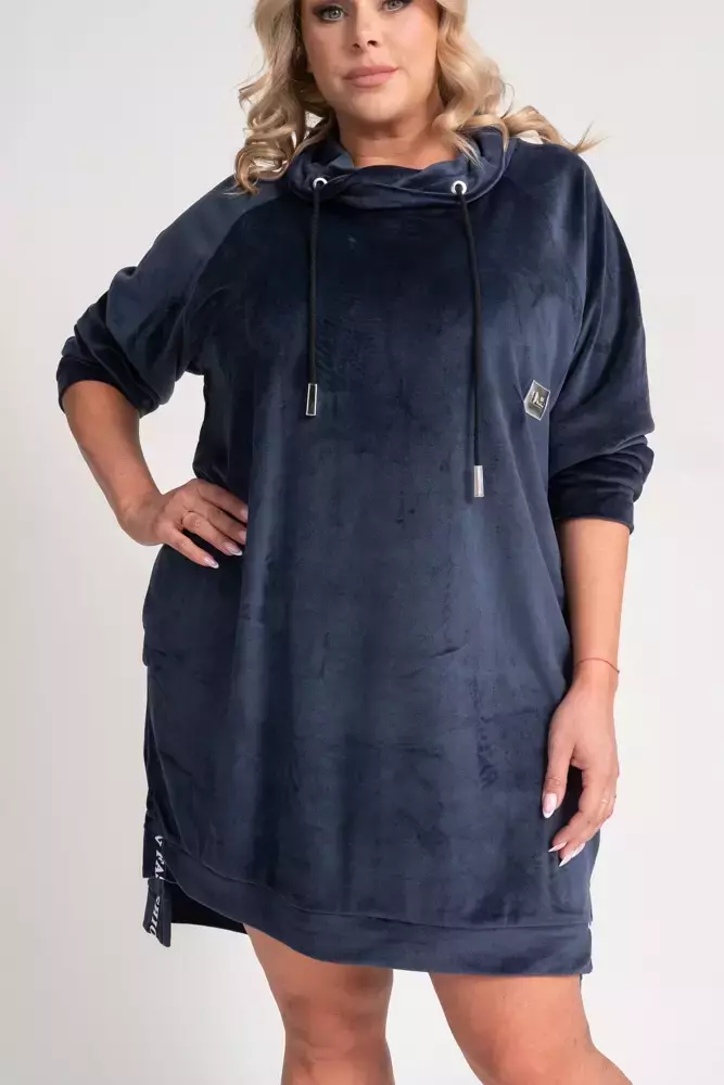 Navy blue velour dress PERIO