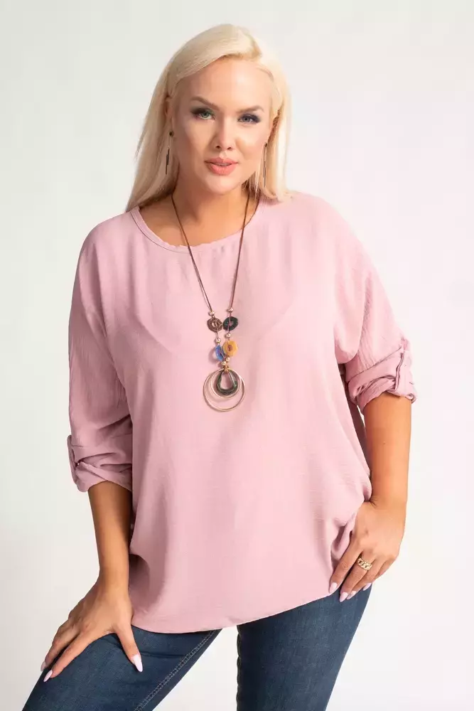 Powder Pink Blouse with GERTO Pendant