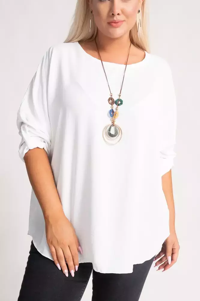 White Blouse with GERTO Pendant