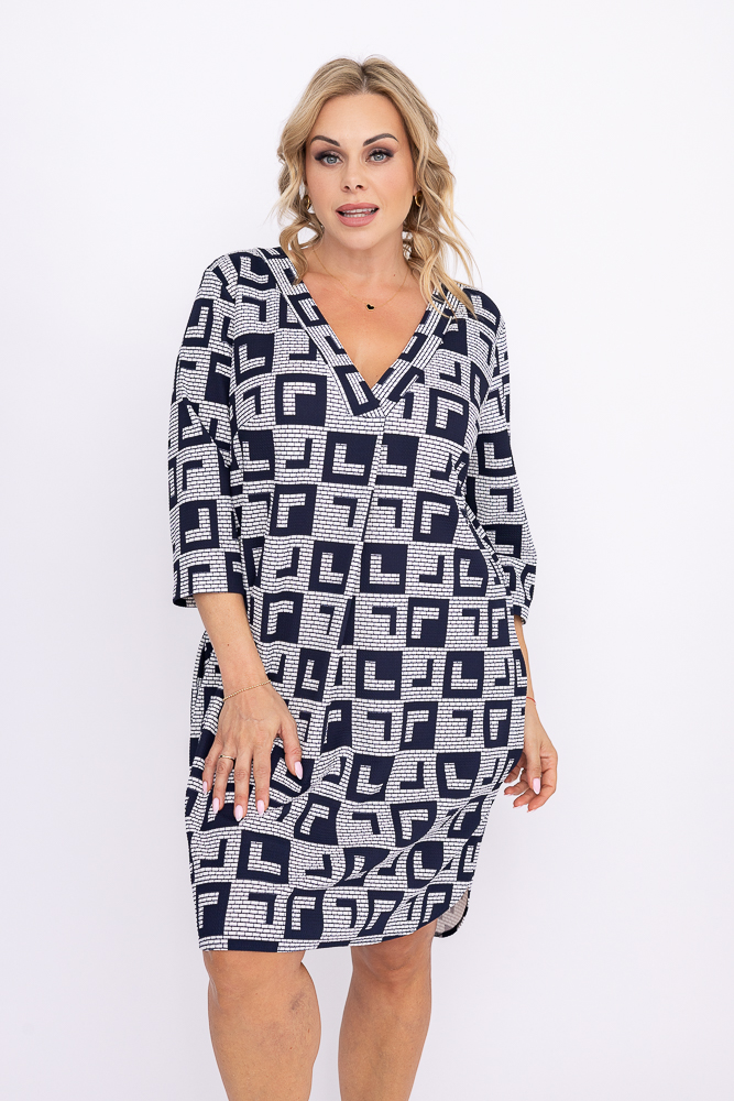 White and navy blue ATTIMA Plus Size 46 Tunic