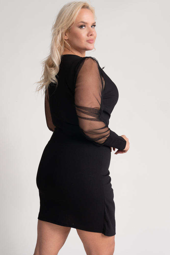  Black Dress with Transparent Sleeves by GERGIO