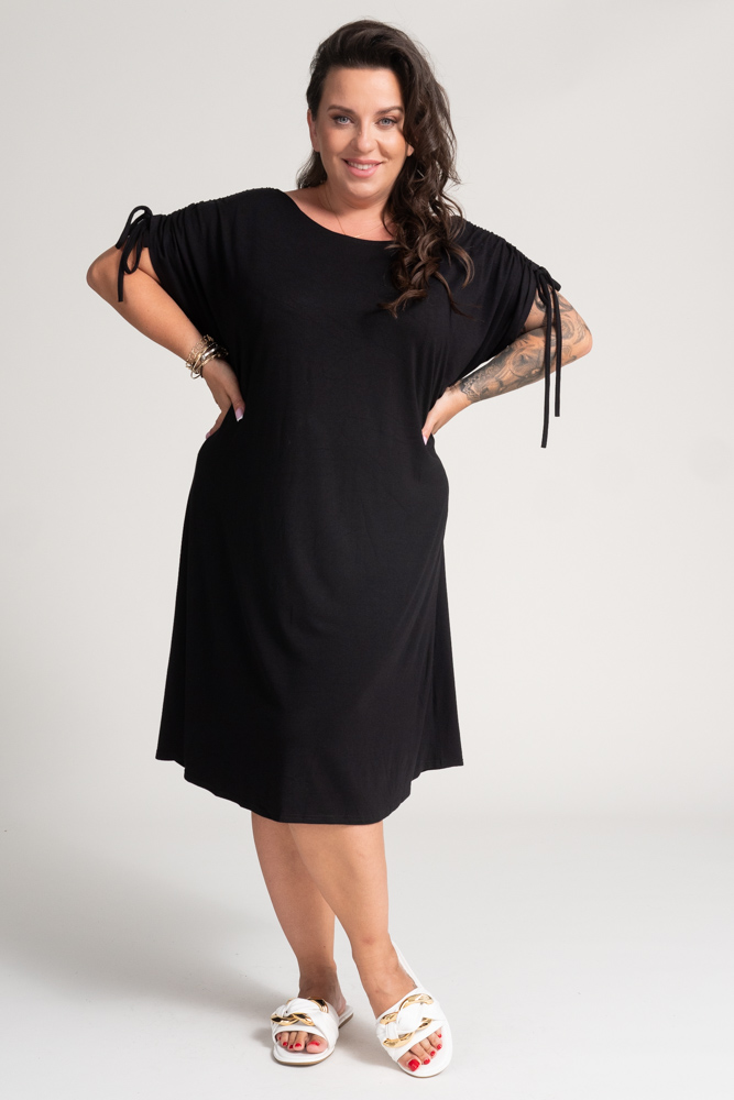  Black Dress with ruffled sleeves PIRESA