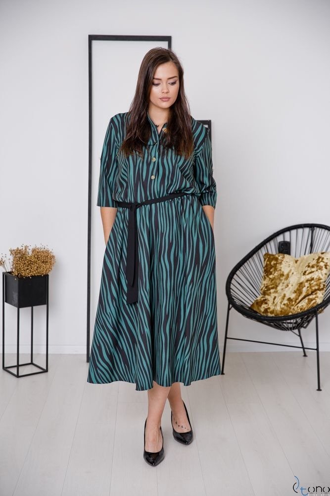  Black and Green RAVELA Plus Size Dress 