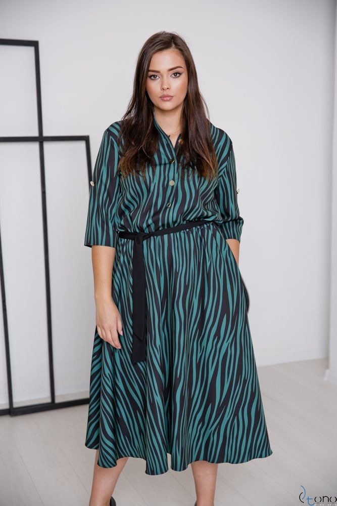  Black and Green RAVELA Plus Size Dress 