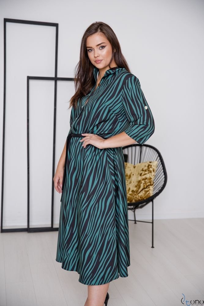  Black and Green RAVELA Plus Size Dress 