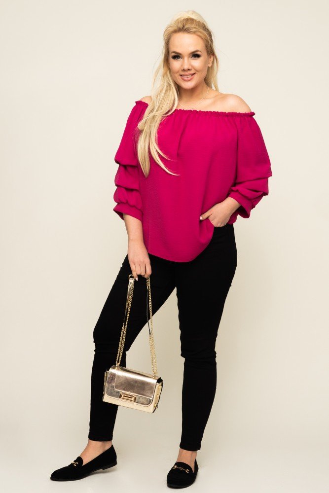  Fuchsia Blouse with crinkle sleeves NANSI