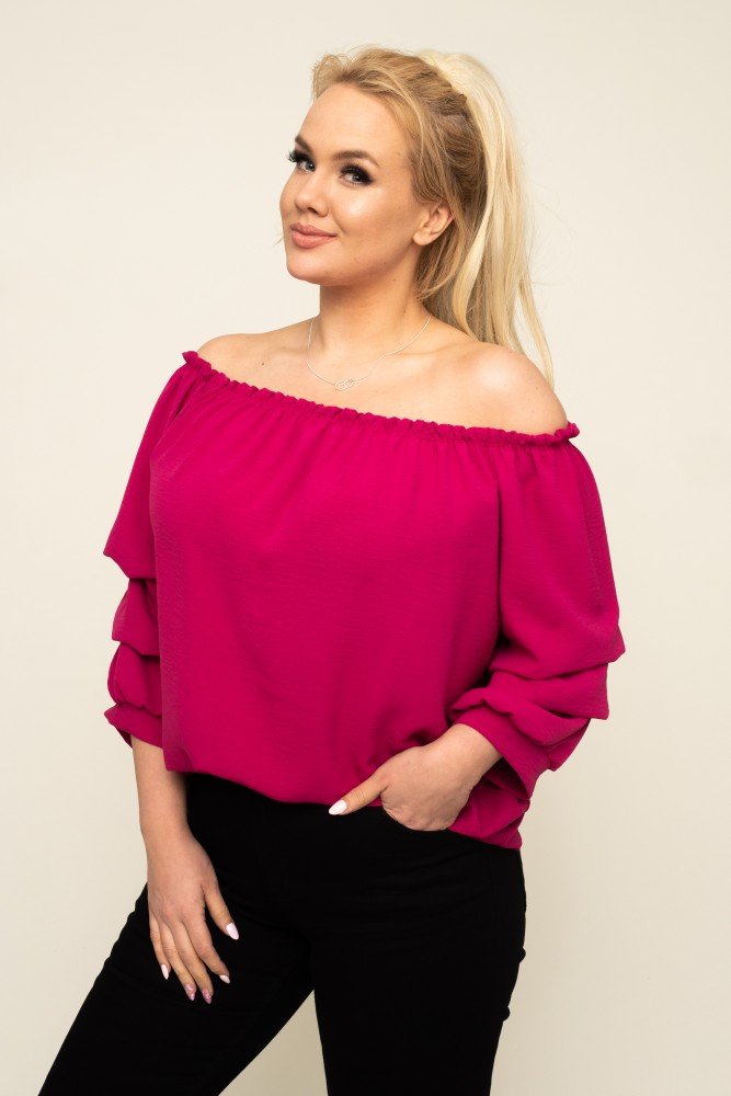  Fuchsia Blouse with crinkle sleeves NANSI