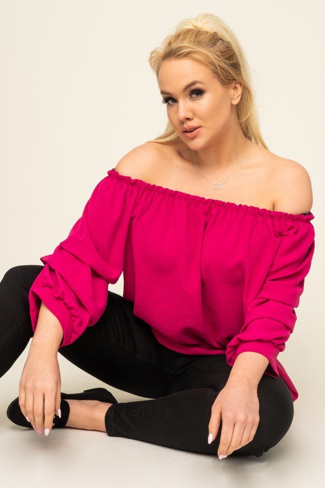  Fuchsia Blouse with crinkle sleeves NANSI