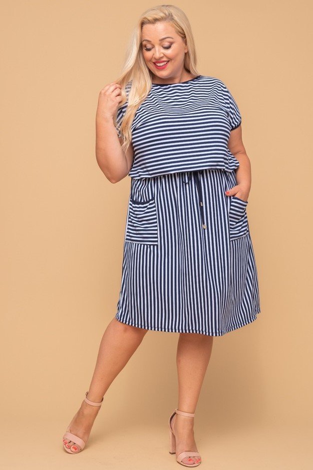  Navy blue and white STREPE Dress