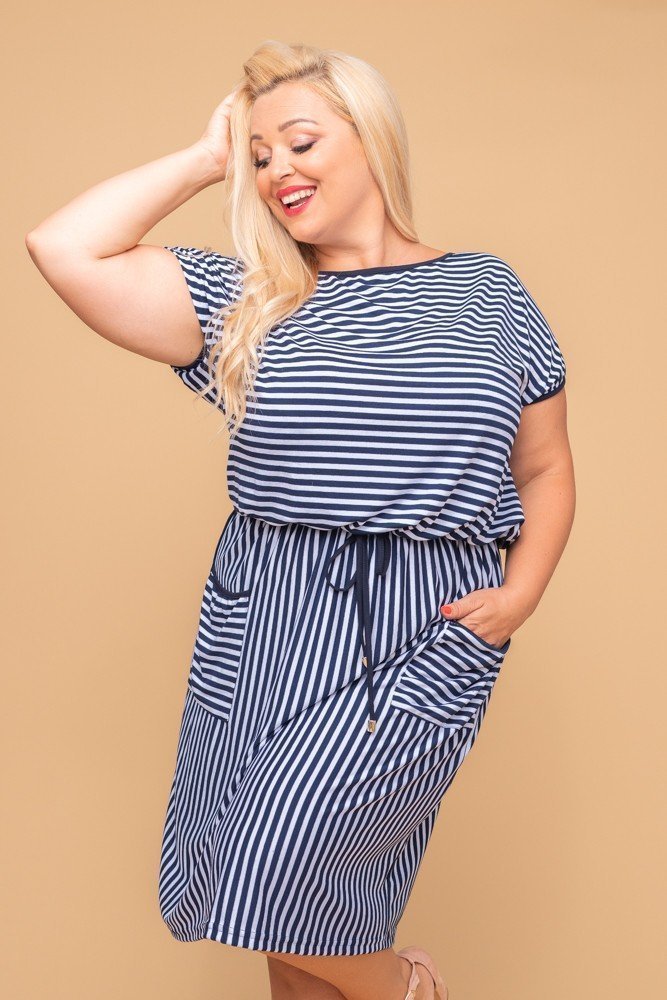  Navy blue and white STREPE Dress