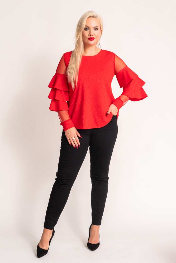  Red Blouse with VELI Frills