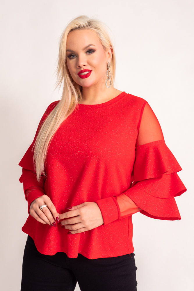  Red Blouse with VELI Frills