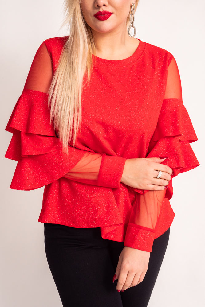  Red Blouse with VELI Frills