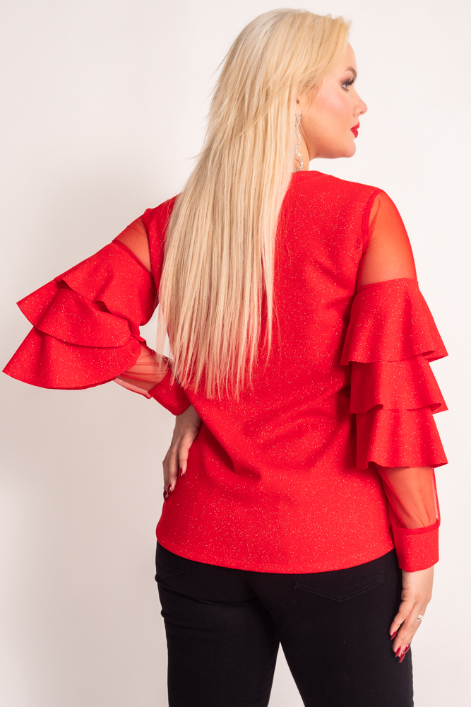  Red Blouse with VELI Frills