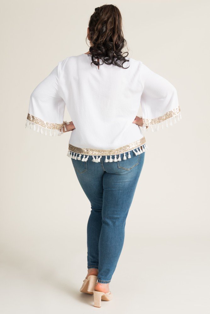  White Blouse with Tassels GARMINA