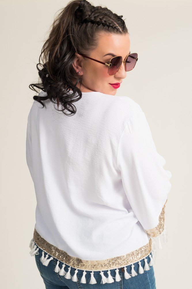  White Blouse with Tassels GARMINA