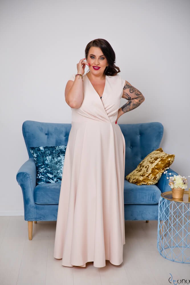 Beige LOREDANA Plus Size Dress