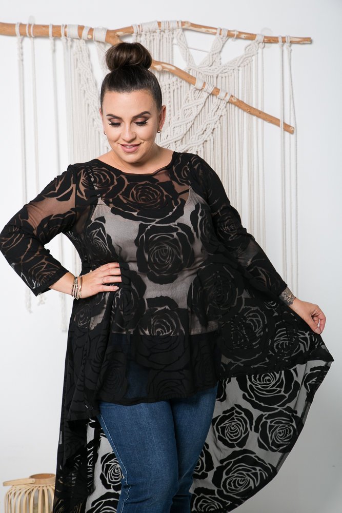 Black Blouse RIKKA Plus Size pattern 2