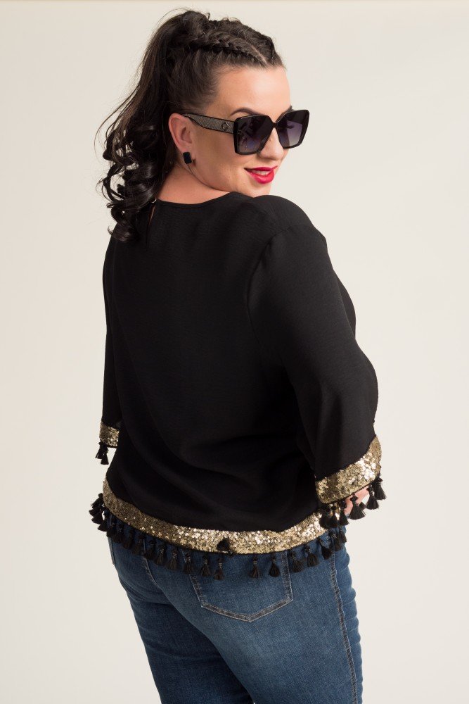 Black Blouse with GARMINA Tassels