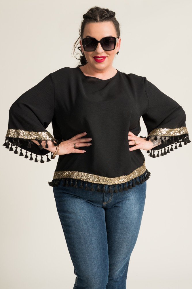 Black Blouse with GARMINA Tassels