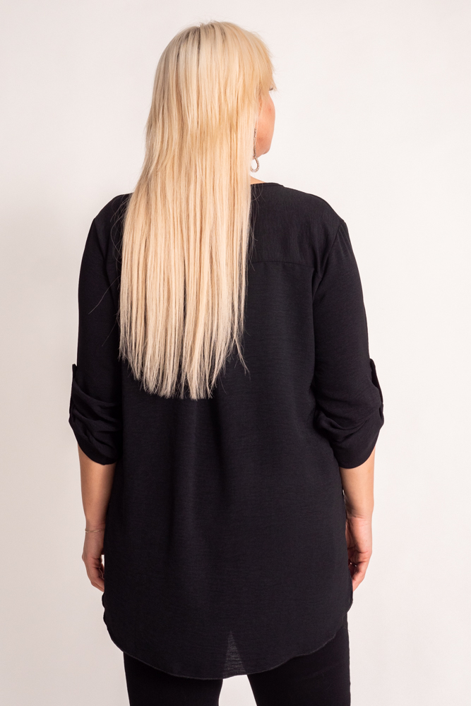 Black Blouse with a sliding neckline MERXIO