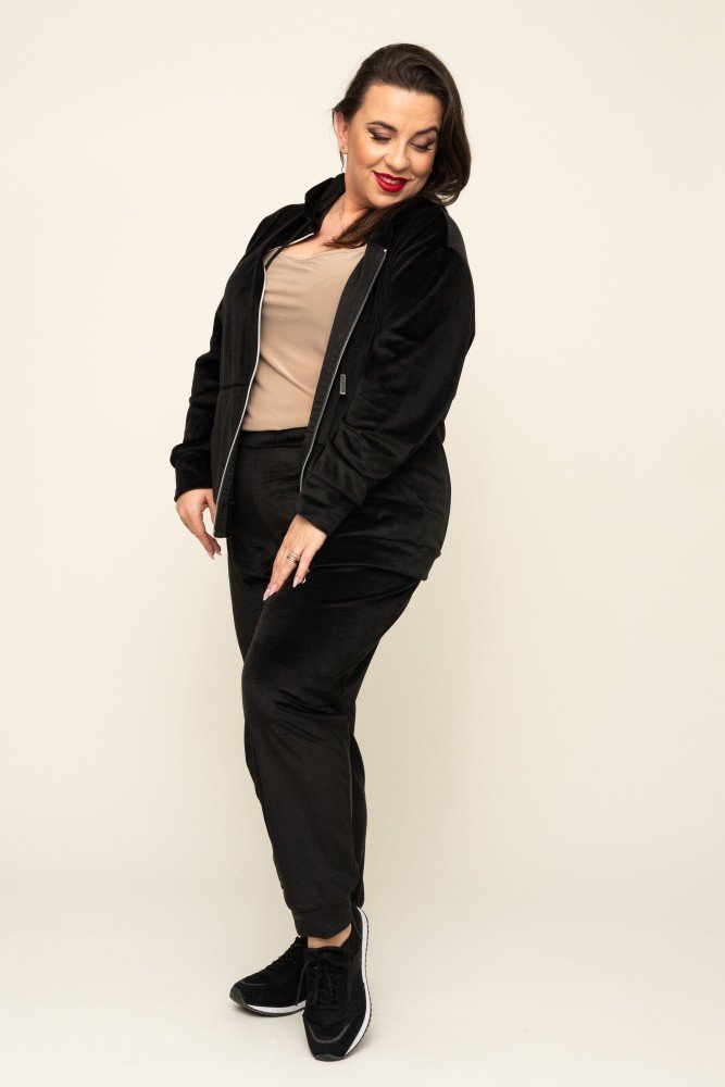 Black POLIN Velour Tracksuit Set