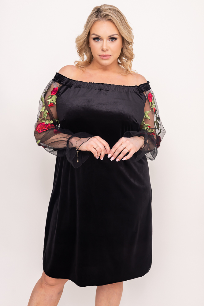 Black Velour MADAME Plus Size Dress 