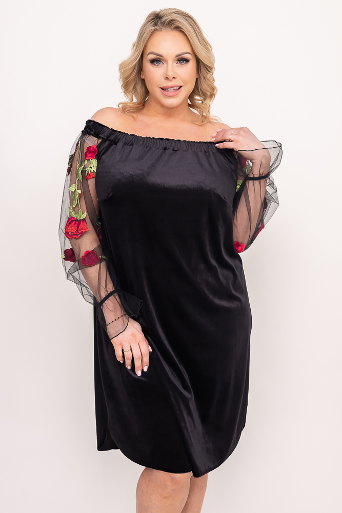 Black Velour MADAME Plus Size Dress 