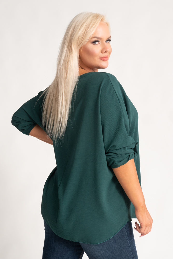 Bottle green Blouse with pendant GERTO