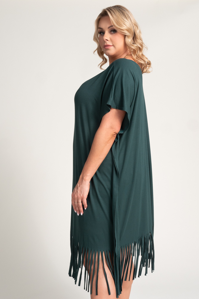 Bottle green Fringed dress by RIVINO