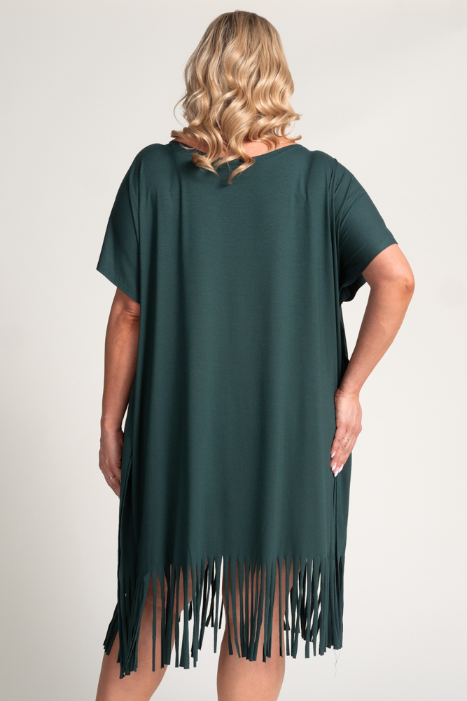 Bottle green Fringed dress by RIVINO