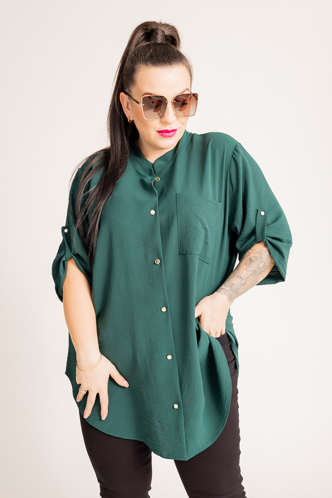 Bottle green Shirt with stand-up collar LERIA