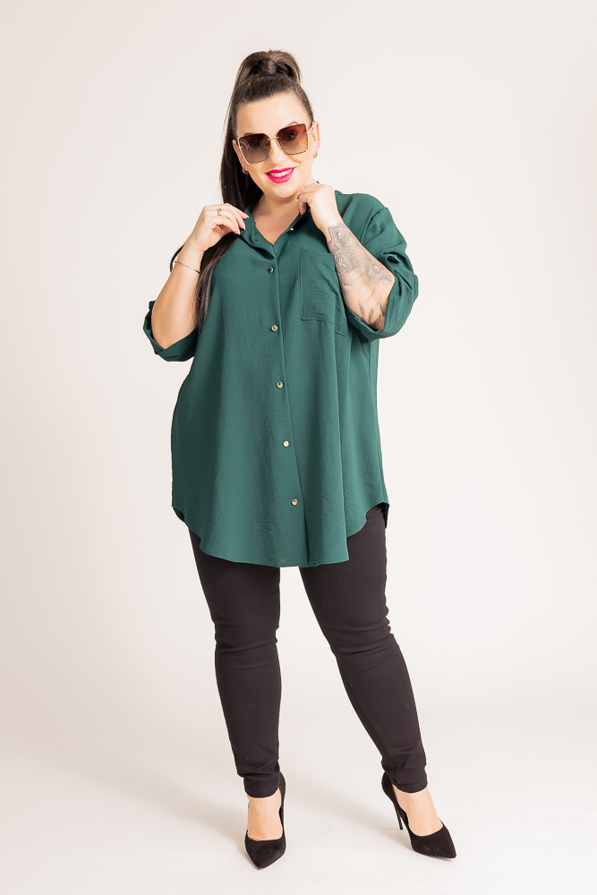 Bottle green Shirt with stand-up collar LERIA