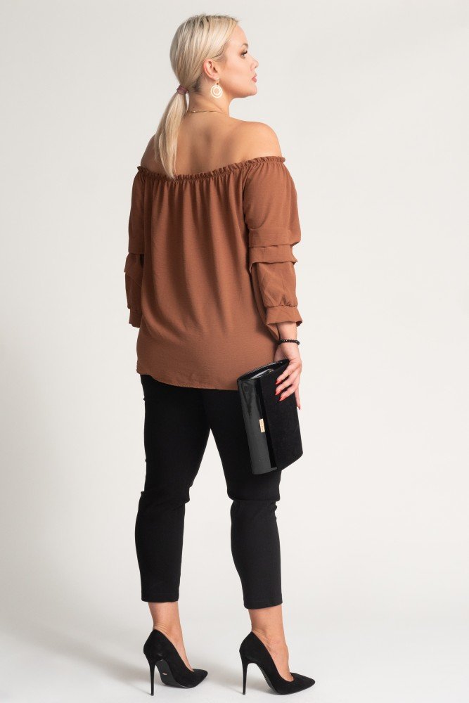 Brown Blouse with crinkle sleeves NANSI