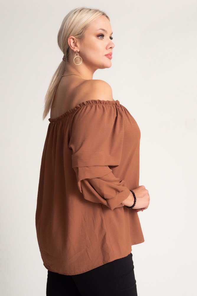 Brown Blouse with crinkle sleeves NANSI