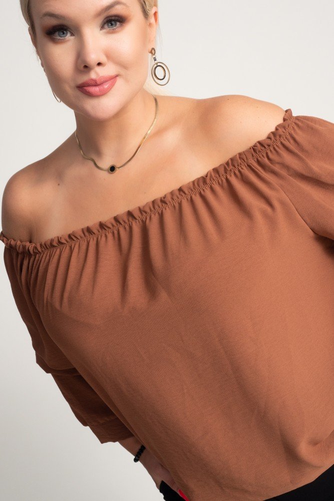 Brown Blouse with crinkle sleeves NANSI