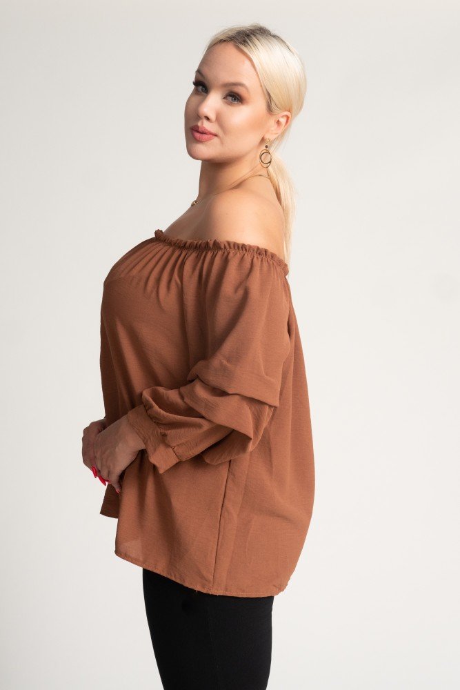 Brown Blouse with crinkle sleeves NANSI