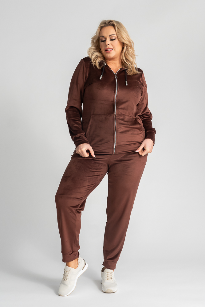 Brown POLIN Velour Tracksuit Set