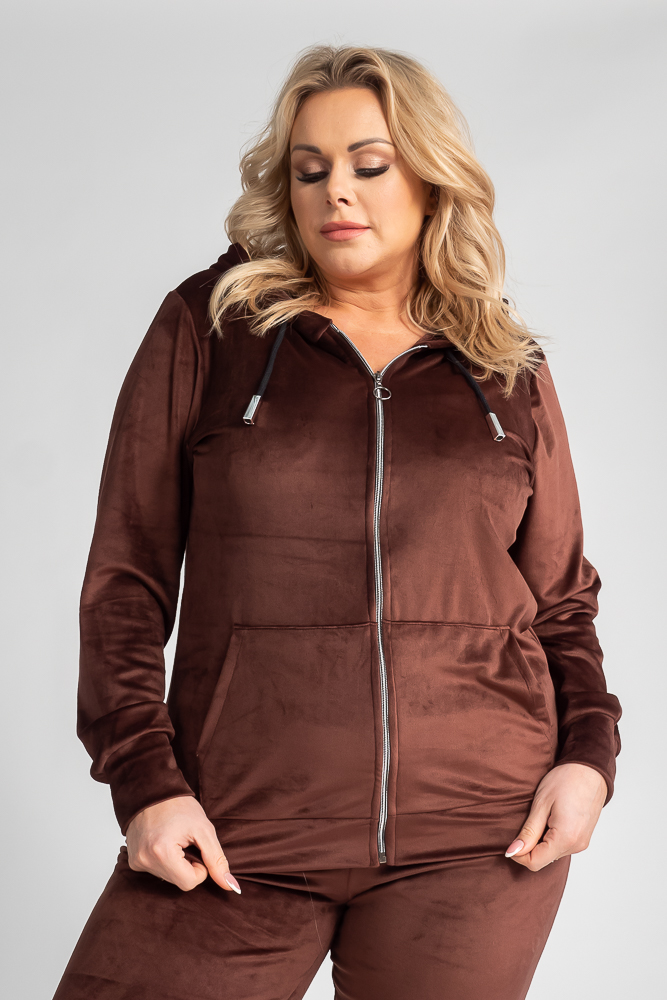 Brown POLIN Velour Tracksuit Set